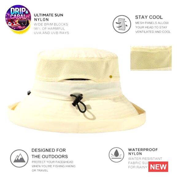 Wide Brim Bucket Sun Hat with Ponytail Hole UPF 50 Packable main image 4